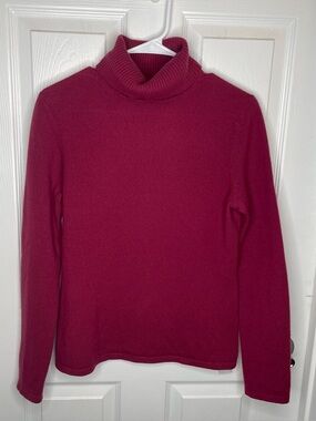 Lord & Taylor 2 Ply Cashmere Turtleneck Sweater Comfy Cozy in Medium Rose Pink M